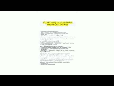 NC DMV Driving Test Questions And Answers Graded A 20246