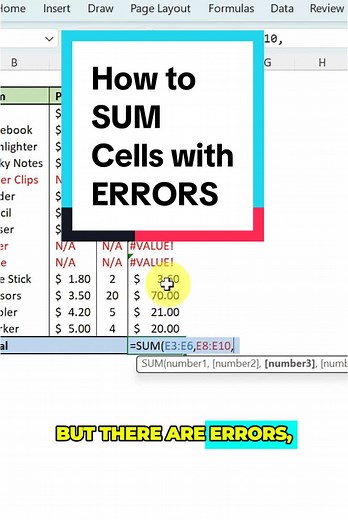 SUM Cells with Errors in Excel: Easy Tips Explained