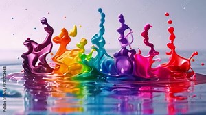A colorful ink splash in water had a rainbow smoke effect. Sweat color paint splashed on a colored background. Abstract colorful graphic motion on a background of gradient color smoke and liquid.