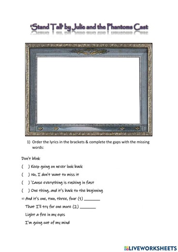 'Stand Tall' by Julie and the Phantoms cast worksheet