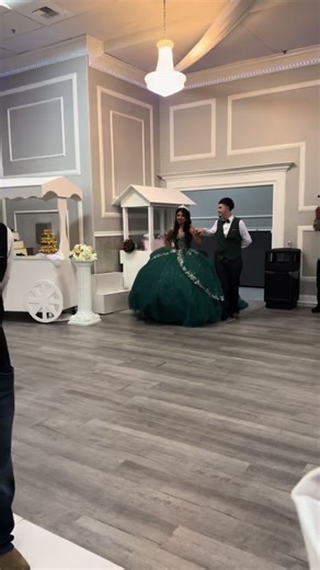 Stunning Quinceañera Entrance in Emerald Green Dress
