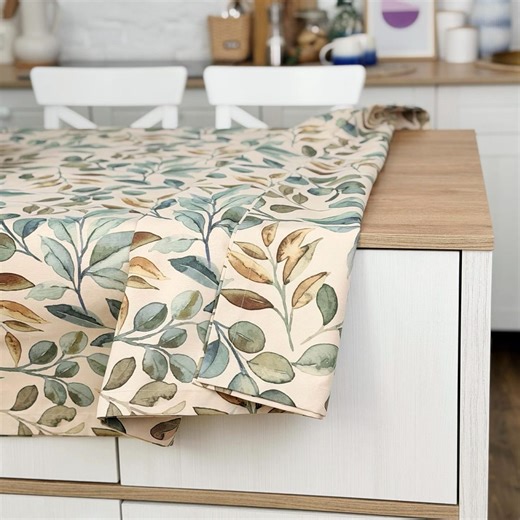 Custom Size Cotton Wipeable Tablecloth, Sage Green Waterproof Oilcloth Square, Round, Rectangle Table Cover - Etsy