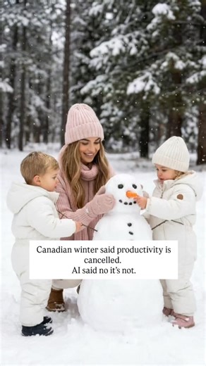 Mira | AI Creator | Faceless Digital Marketing on Instagram: "Canadian winter storm in full chaos mode so we built a tiny snowman family instead. Meanwhile my AI avatar quietly handled: – Reels – Captions – DMs – Product promos No laptop panic. No feeling behind. No “ugh I’ll do it tonight.” I get to be present here while my systems do the boring half for me. This is literally why I started. Freedom to choose my days differently. If you want to create a digital income ecosystem that doesn’t requ