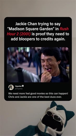 Jacke Chan trying to say Madison Square Garden in the Rush Hour 2 (2001) bloopers