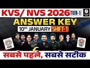 KVS NVS Tier 1 Answer Key 2026 | 10 Jan 2026 KVS Paper Analysis | KVS Tier 1 Paper Analysis #kvs