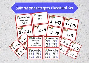 Integer Subtraction Flashcards: Prealgebra Middle School Math Practice (PDF Printable) Answer Keys - Etsy