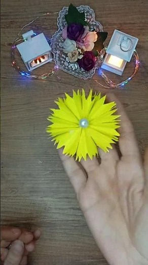 Easy handmade paper yellow flower. Series 33 🌼 #diy #craft #papercraft