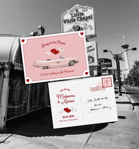 Vegas Wedding Save the Date Design: Little White Chapel Postcard (DIY Template, Digital Download) - Etsy