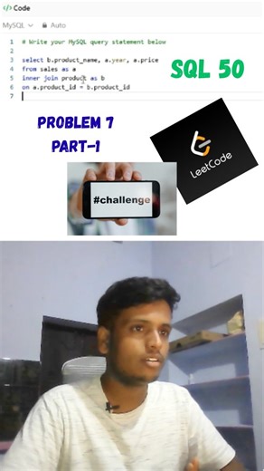 Bhanu Teja on Instagram: "Master SQL by practicing these SQL 50 Leetcode questions..Questions on joins.. . Don't forget to follow the account 😊 . #coding #engineering #telugutech #sqlreels #sqlinterviewquestions #SQLChallenge #leetcode"