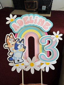 Personalized Bluey Birthday Cake Topper: Pastel Rainbow Daisy Decor - Etsy Canada