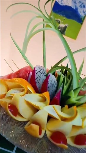 Easy Fruit Carving Tutorial | Watermelon, Apple & Orange Decoration Ideas#Plate decorated idea's#