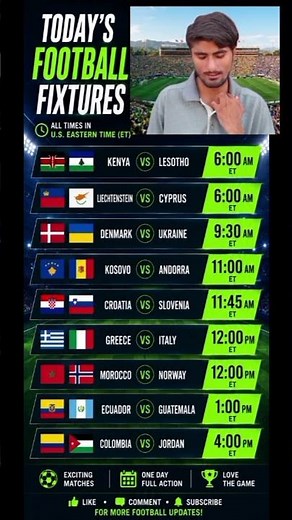 🏆 Football Fixtures Today ⚽ | All Match Kickoff Times (ET)