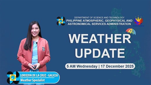 State weather bureau PAGASA gives a weather update as of 5 AM today, December 17, 2025. COURTESY: DOST-PAGASA | GMA News