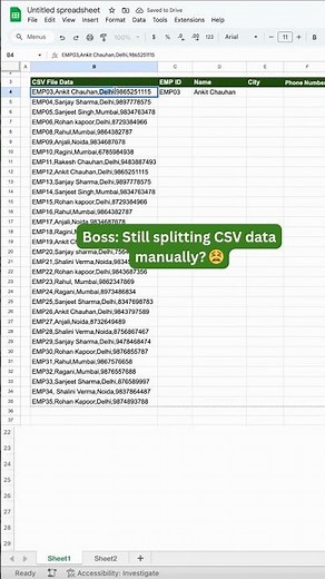plit CSV Data Instantly in Excel (or Google Sheets) | 1-Step Formula Hack You NEED to Know! 😎💥