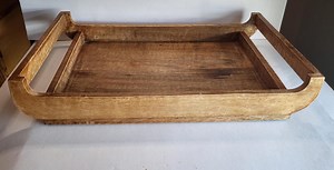 Rectangular Wooden Serving Tray With Handles – Coffee Table Ottoman Tray - Etsy