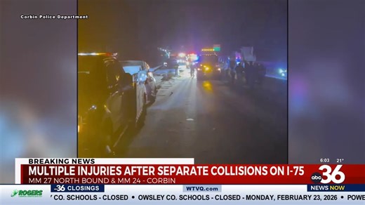 Multiple collisions with injuries on I-75 in Corbin; highway reopens - WTVQ