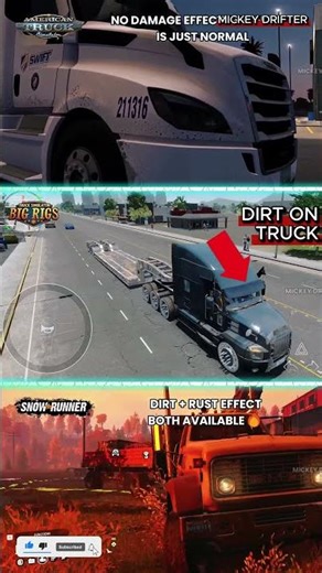 🚚Truck Simulator Big Rigs vs American Truck Simulator vs Snow Runner - DIRT ON TRUCK EFFECT