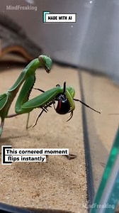 21K views · 102 reactions | Spiny Leaf Mantis and Redback Spider collide in a high tension sand enclosure moment Every reaction happens faster than expected #natureclips #wildlifeai #creaturedrama #macrofootage #aivideo ⚙️ AI-generated nature dramatization — no real creatures involved. | MindFreaking | Facebook