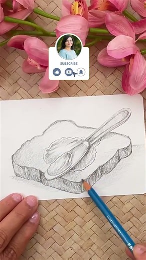 How to Draw Bread & Butter ✏️ Still Life Sketch #shorts