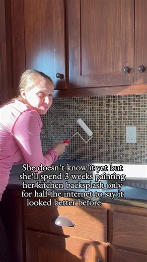 Would you ever paint your kitchen backsplash?! Let me know in the comments! Here’s a little bit of the background to this project: When we first toured this home 5 years ago, I was immediately turned off by the kitchen backsplash. But you just don’t buy a home because you hate the backsplash when the house checks so many other boxes! I contemplated removing the backsplash and putting in something new, but my husband didn’t want a demo, and ultimately I might want to make bigger changes to this k