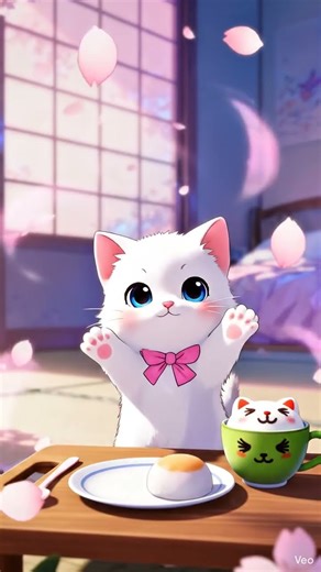 Anime Cat Morning Routine. Relax and Calm