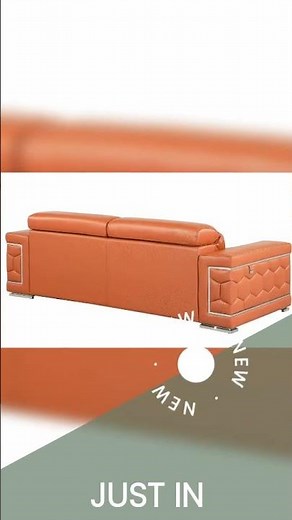 Top Grain Italian Leather Sofa - Orange