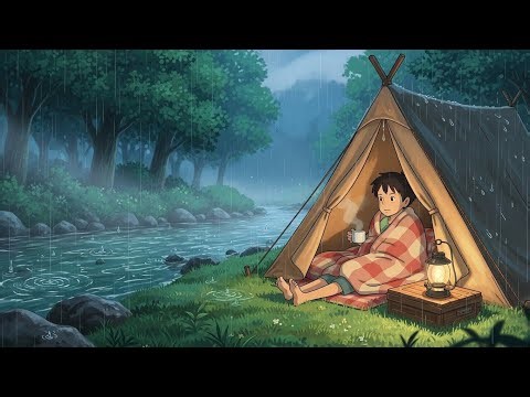 Rainy River Tent Camping 🌧️ | Peaceful Ghibli Style Cozy Moment | Relaxing Animation