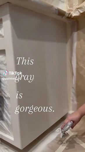 SW Agreeable Gray for painted kitchen cabinets! #graycabinets #paintedcabinets #colorinspiration #kitchencabinetpainting #sherwinwilliams #cabinetpaintingbusiness