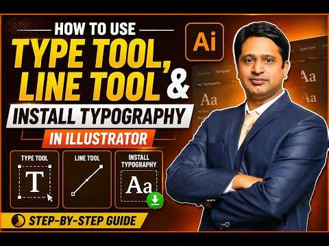 How to Use Type Tool, Line Tool & Install Typography in Illustrator