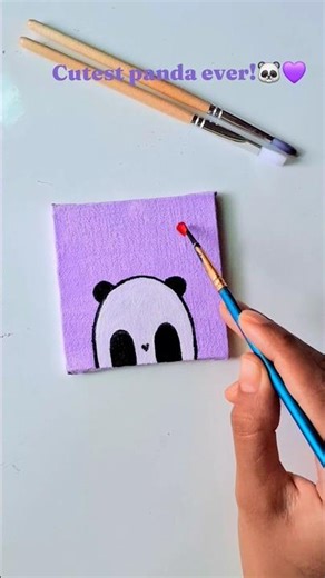 "Cutest Panda Mini Canvas🐼💜" #artshorts #satisfyingart #cuteart