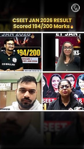 2nd Highest Marks in CSEET Jan 2026 🏆Gitesh Chopra shines with 194/200 #pw #shorts