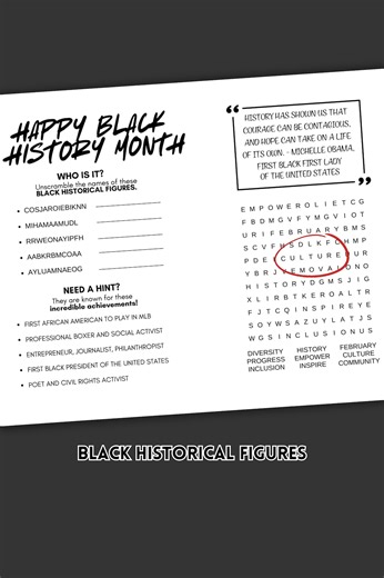 Black History Month Worksheets - Printable Word Search Activities - Etsy