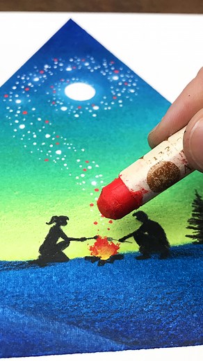 19K views · 234 reactions | Paint the Night Sky ✨ Create a magical ccene! #NorthernLights #AuroraDrawing #NightSkyArt #ArtTutorial #DrawWithMe #CampfireVibes #StarryNight #MagicalSky #CreativeEscape | Art Room | Facebook