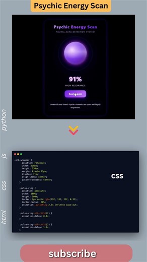 Psychic Energy Scan UI in HTML CSS JS 🔮⚡ #shorts #htmlcssjs #frontend