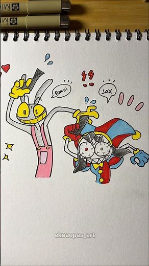 How to draw Pomni x Jax #theamazingdigitalcircus #pomni #jax #art #drawing