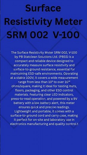 Surface Resistivity Meter SRM 002, V-100 | ESD Testing Made Easy by PBSS