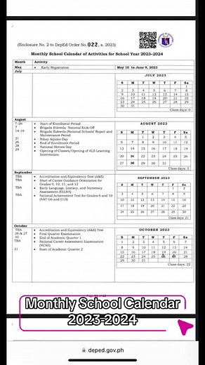 Monthly School Calendar for school year 2023-2024#eskwela #publicschool #fypspotted #fypシ #depedteacher #foryoupage #depedteachersbelike #depeddiaries #brigadaeskwela #deped #brigada @Vin J