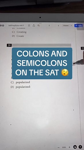 What’s the difference between : and ; ??? #sat #dsat #digitalsat #maysat #junesat #satprep #sattutor #actprep #grammar #punctuation