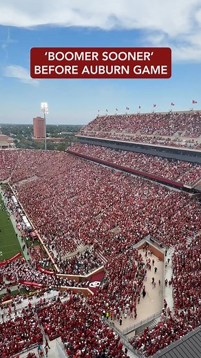 Hear #Sooners fans chant "Boomer Sooner" from the top of Gaylord Family-Oklahoma Memorial Stadium before kickoff against Auburn. | OU Daily