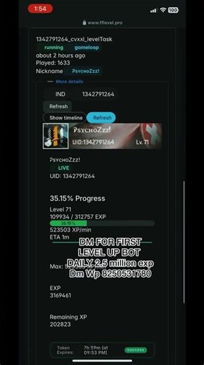 Free fire level up bot ! First level up bot Ff level up glitch #freefire #level up l#games