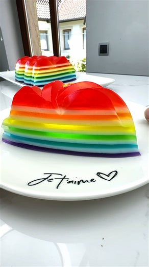 Let´s Make Jelly Rainbow Cake 🌈🌈🌈🌈 #jelly #asmr #dessert
