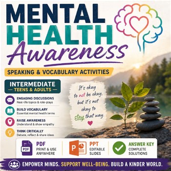 ESL Mental Health Awareness Vocabulary, Speaking, Critical Thinking Teens&Adults