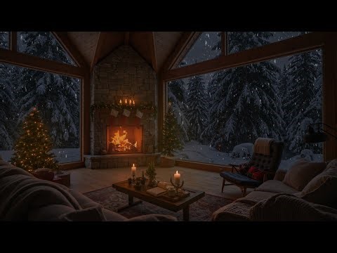 Peaceful Nights: Snowfall & Crackling Fireplace Ambiance for Deep Sleep & Gentle Relaxation 😴