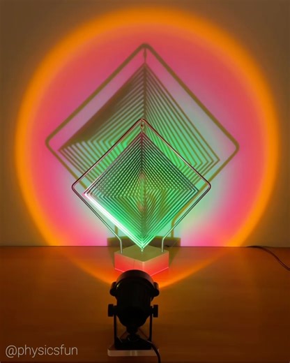 Reflective Kinetic Sculpture: this one translates rotating motion into repeating expanding (or shrinking) square-ish reflections. Directing two colored beams of light enhances the effect. An interesting one (of many) ways to connect rotational motion to translational motion. The base has a silent motor and connects to power via USB. ➡️ Follow the link in my profile for info on where to get this and other amazing items featured here on @physicsfun #windspinner #mathtoy #reflection #spiral #physic