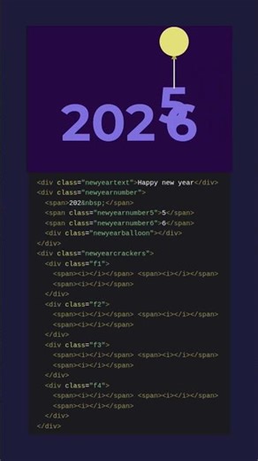 Happy New Year Animation 🎉 | Pure HTML & CSS