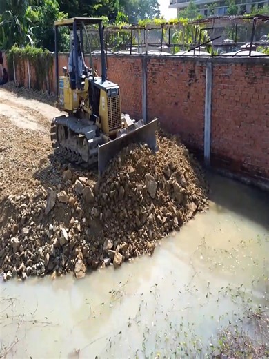 Fully Completed Project: Komatsu Bulldozer Drains and Fills Water Area for Road Building #bulldozer #construction #excavator #heavyequipment #fblifestyle | Excavator Cambodia I