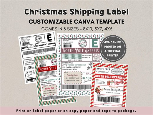 Editable Christmas Shipping Label Template Bundle: Personalized North Pole Christmas Edition for 2025, Customizable in Canva - Etsy