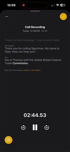 Figured I'd leave my aftermath of scammers from spectrum that would cancel your bill if you didn’t apply a discount that you need to pay 1,500 to get the discount. If you ever receive a call from 1 (432) 200-2210, or any number your not familiar with, and it sounds legit when you answer, your best bet is to hang up, and call the official number and get a new agent to confirm it’s a scammer. But l had to just call them back to get hung up on back lol. | Thomas J Froztbyte