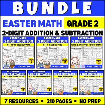 Easter Math Bundle | Grade 2 | 2-Digit Addition & Subtraction | No Prep