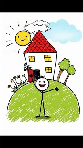Easy House Drawing for Kids 🏡🎨 | Cute Cartoon House Sketch #shorts #HouseDrawing #EasyDrawing
